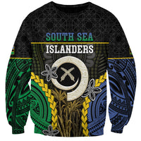 Personalised South Sea Islanders And Vanuatu Sweatshirt Kanakas Sand Drawing Pattern LT05 Unisex Black - Polynesian Pride
