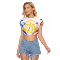 Philippines Raglan Cropped T Shirt Katipunan Andres Bonifacio LT05 Female White - Polynesian Pride