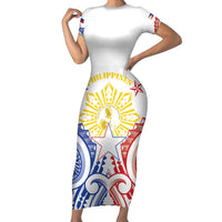 Philippines Short Sleeve Bodycon Dress Katipunan Andres Bonifacio LT05 Long Dress White - Polynesian Pride