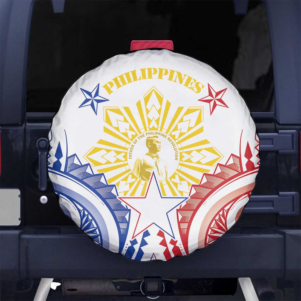 Philippines Spare Tire Cover Katipunan Andres Bonifacio LT05 No hole White - Polynesian Pride
