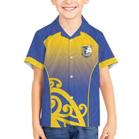 Custom James Cook High School Kid Hawaiian Shirt Maori Koru Pattern LT05 Kid Blue - Polynesian Pride