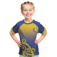 Custom James Cook High School Kid T Shirt Maori Koru Pattern LT05 Blue - Polynesian Pride