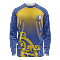 Custom James Cook High School Long Sleeve Shirt Maori Koru Pattern LT05 Unisex Blue - Polynesian Pride