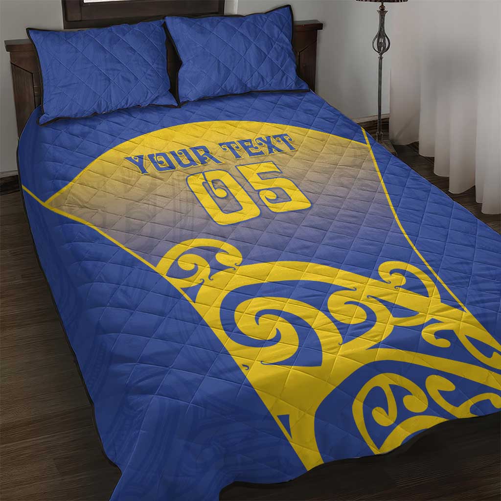 Custom James Cook High School Quilt Bed Set Maori Koru Pattern LT05 Blue - Polynesian Pride
