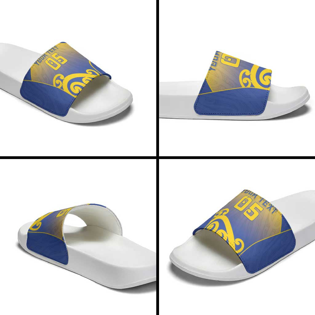 Custom James Cook High School Slide Sandals Maori Koru Pattern LT05 - Polynesian Pride