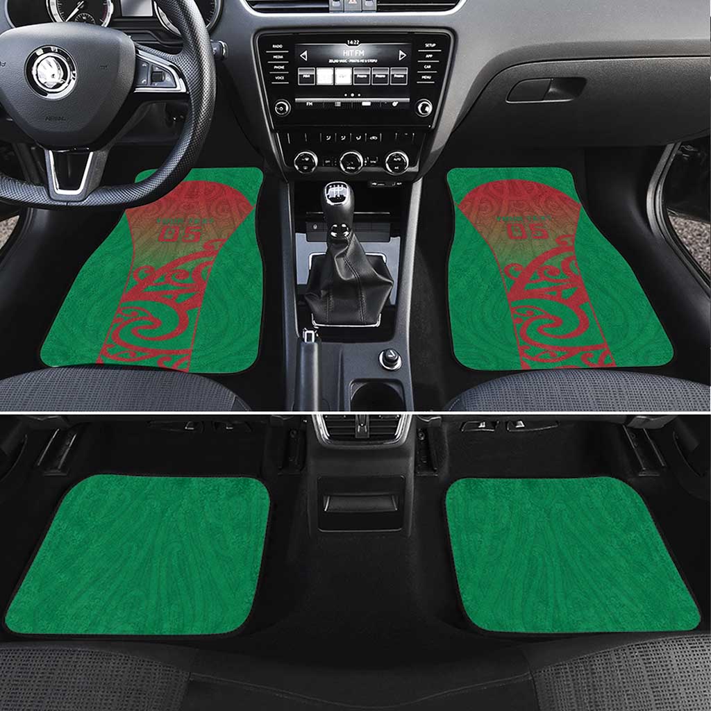 Custom Onehunga High School Car Mats Maori Koru Pattern LT05 Set 4pcs Green - Polynesian Pride