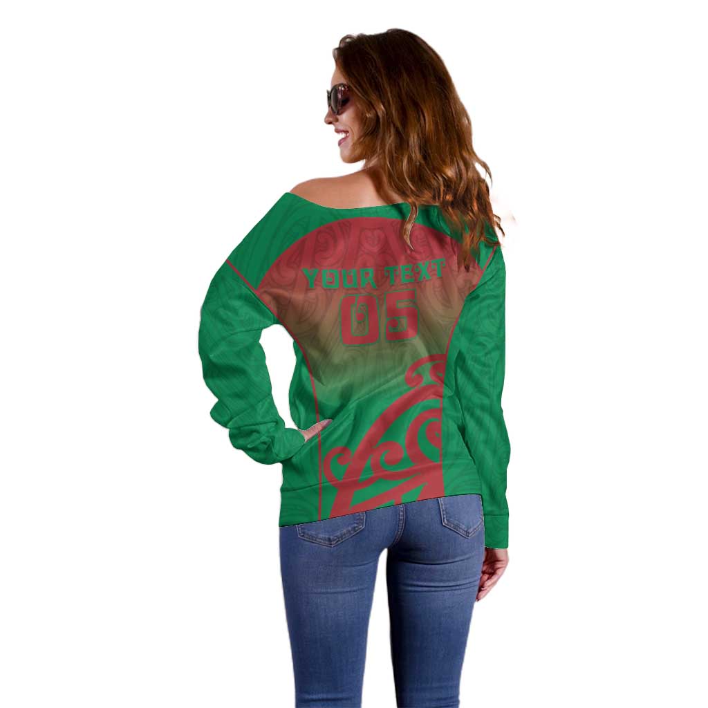 Custom Onehunga High School Off Shoulder Sweater Maori Koru Pattern LT05 - Polynesian Pride
