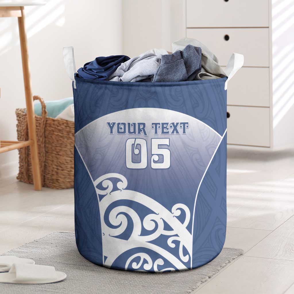 Custom New Zealand Aotea College Laundry Basket Maori Koru Pattern LT05 Blue - Polynesian Pride