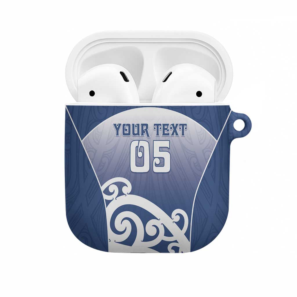 Custom New Zealand Aotea College AirPods Case Maori Koru Pattern LT05 Blue - Polynesian Pride