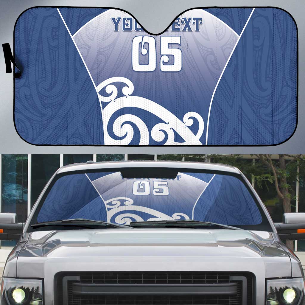 Custom New Zealand Aotea College Auto Sun Shade Maori Koru Pattern LT05 Blue - Polynesian Pride