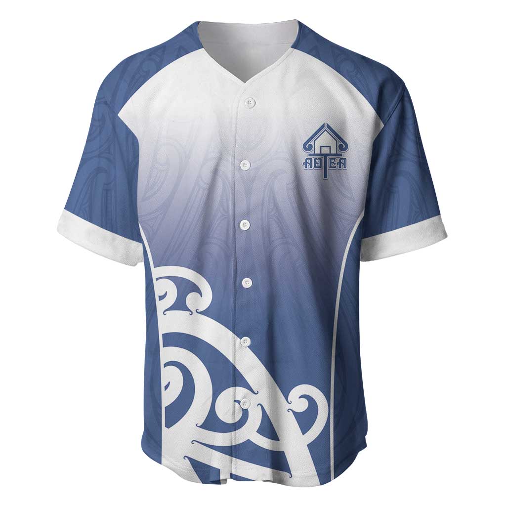 Custom New Zealand Aotea College Baseball Jersey Maori Koru Pattern LT05 Blue - Polynesian Pride