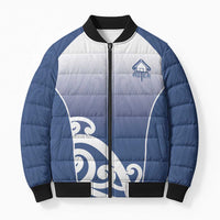 Custom New Zealand Aotea College Bomber Puffer Jacket Maori Koru Pattern LT05 Unisex Blue - Polynesian Pride