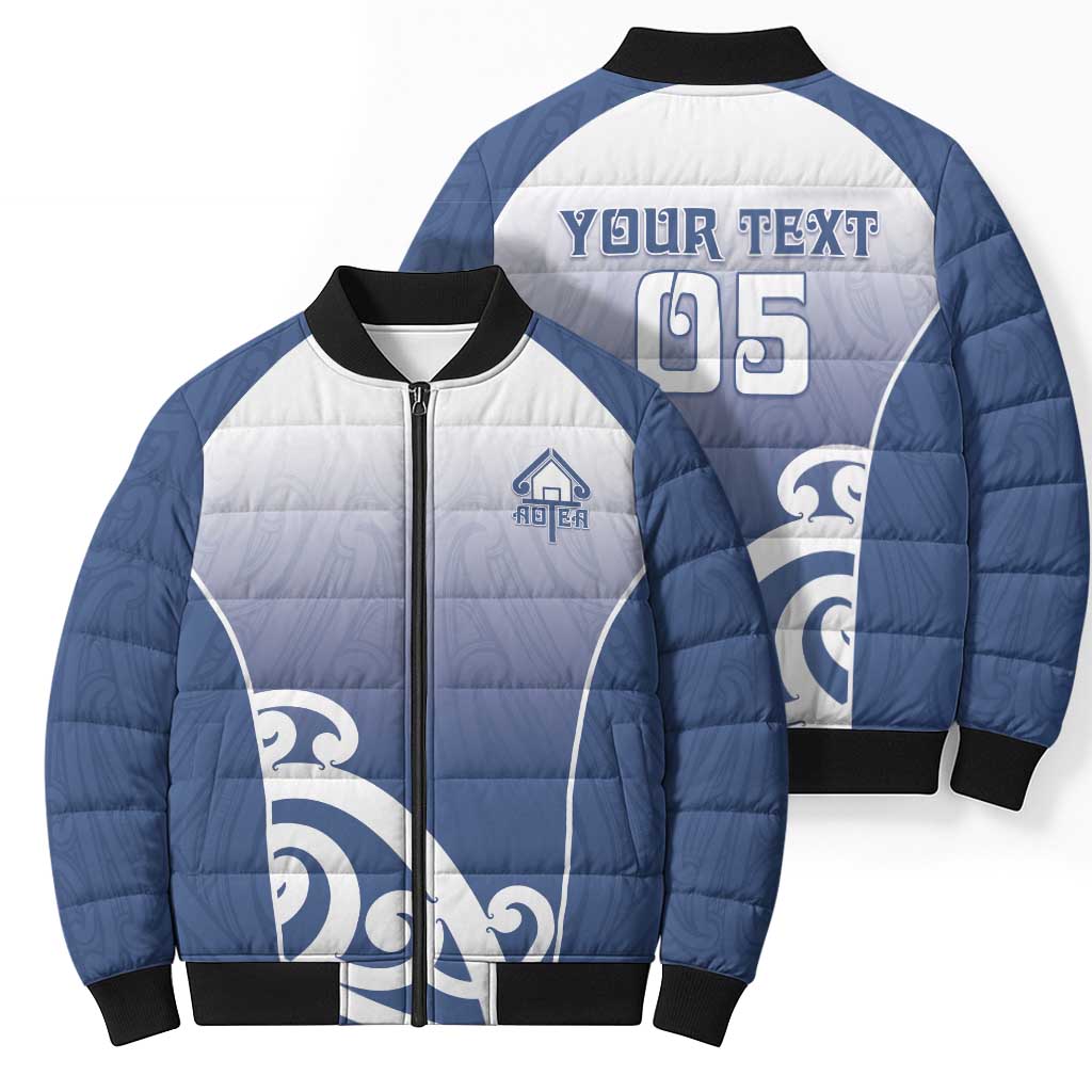 Custom New Zealand Aotea College Bomber Puffer Jacket Maori Koru Pattern LT05 - Polynesian Pride