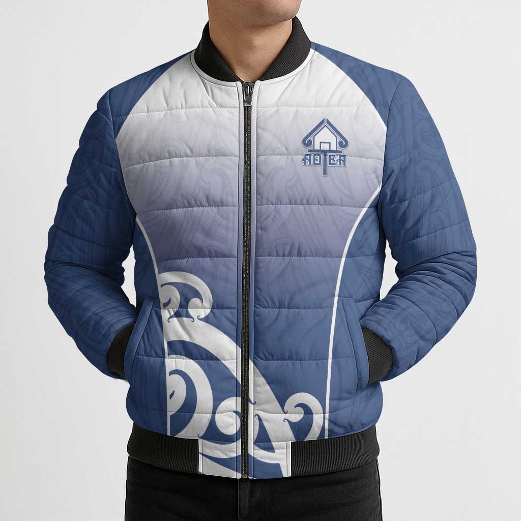 Custom New Zealand Aotea College Bomber Puffer Jacket Maori Koru Pattern LT05 - Polynesian Pride