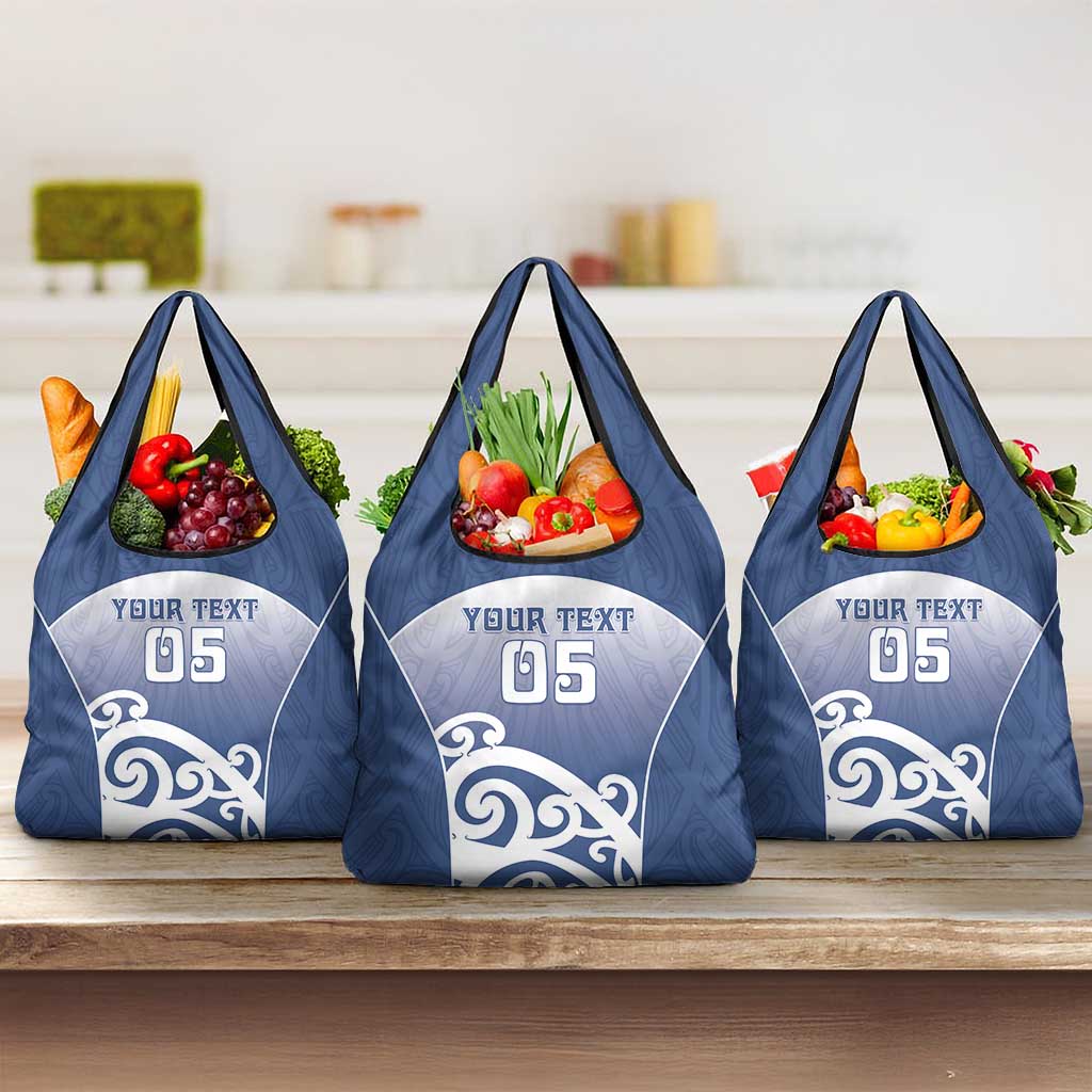 Custom New Zealand Aotea College Grocery Bag Maori Koru Pattern LT05 3-pack One Size Blue - Polynesian Pride