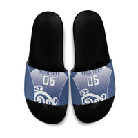 Custom New Zealand Aotea College Slide Sandals Maori Koru Pattern LT05 Blue - Polynesian Pride