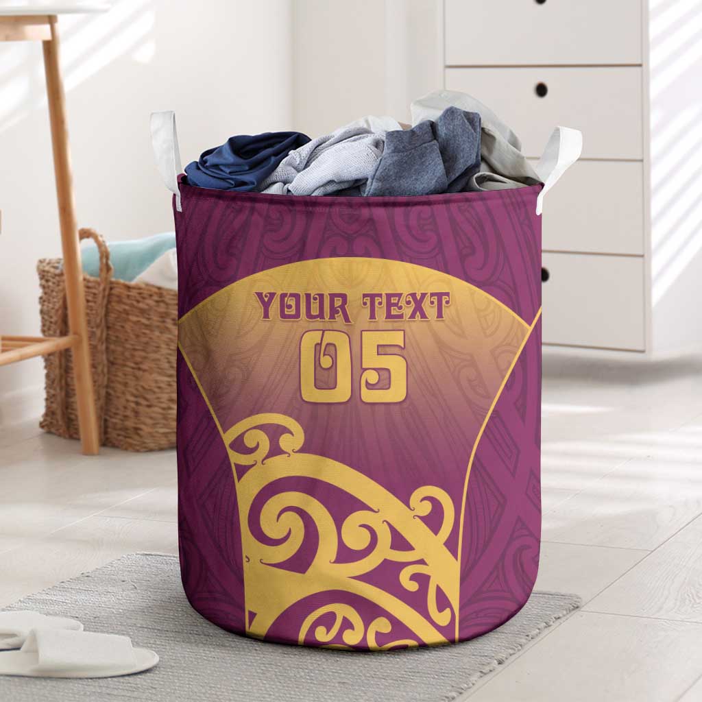 Custom Waiuku College Laundry Basket Maori Koru Pattern LT05 Maroon - Polynesian Pride