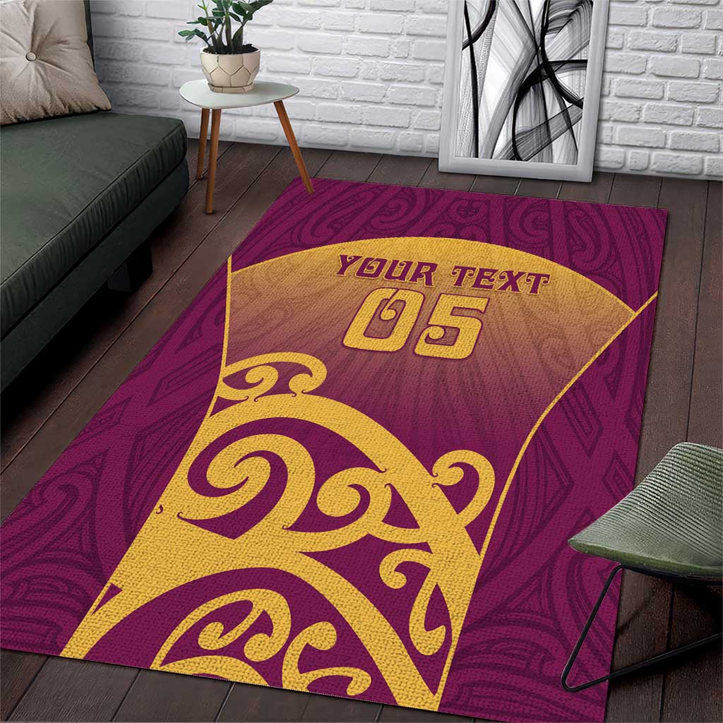 Custom Waiuku College Area Rug Maori Koru Pattern LT05 Maroon - Polynesian Pride