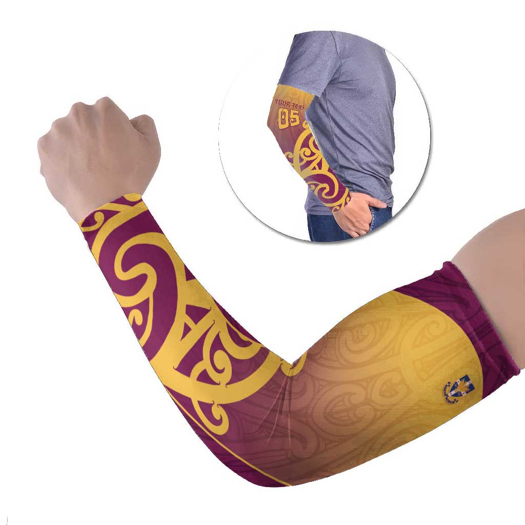 Custom Waiuku College Arm Sleeves Maori Koru Pattern LT05 Set of 2 Maroon - Polynesian Pride