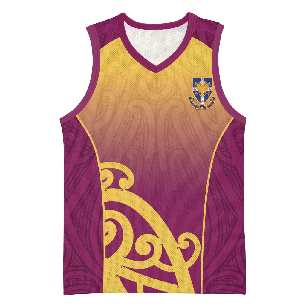 Custom Waiuku College Basketball Jersey Maori Koru Pattern LT05 Unisex Maroon - Polynesian Pride