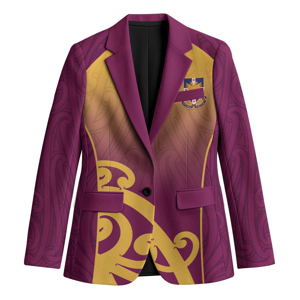 Custom Waiuku College Blazer Maori Koru Pattern LT05 Unisex Maroon - Polynesian Pride