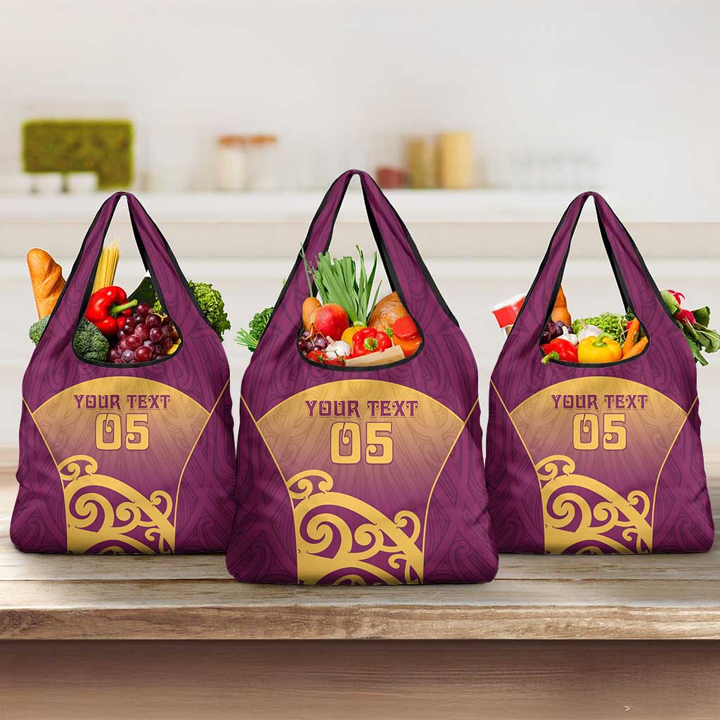 Custom Waiuku College Grocery Bag Maori Koru Pattern LT05 3-pack One Size Maroon - Polynesian Pride