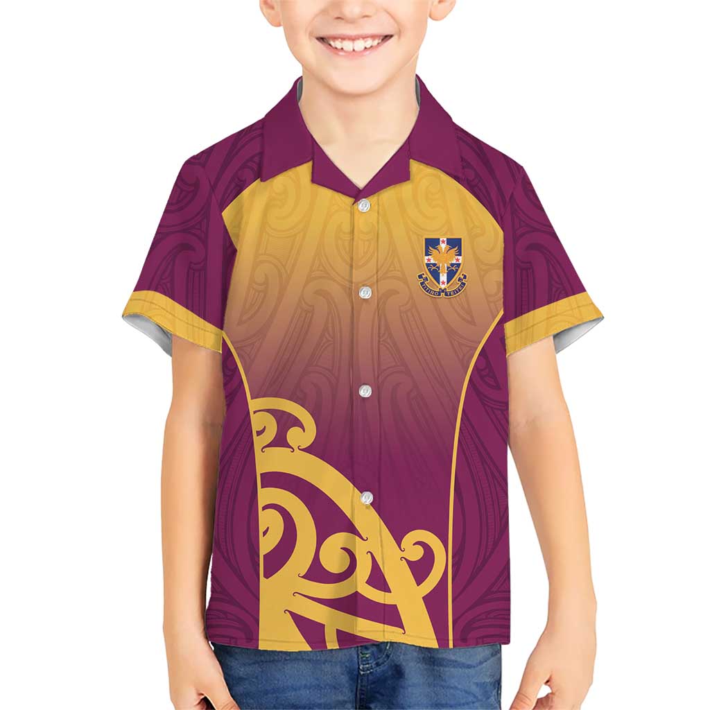 Custom Waiuku College Kid Hawaiian Shirt Maori Koru Pattern LT05 Kid Maroon - Polynesian Pride