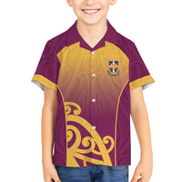 Custom Waiuku College Kid Hawaiian Shirt Maori Koru Pattern LT05 Kid Maroon - Polynesian Pride