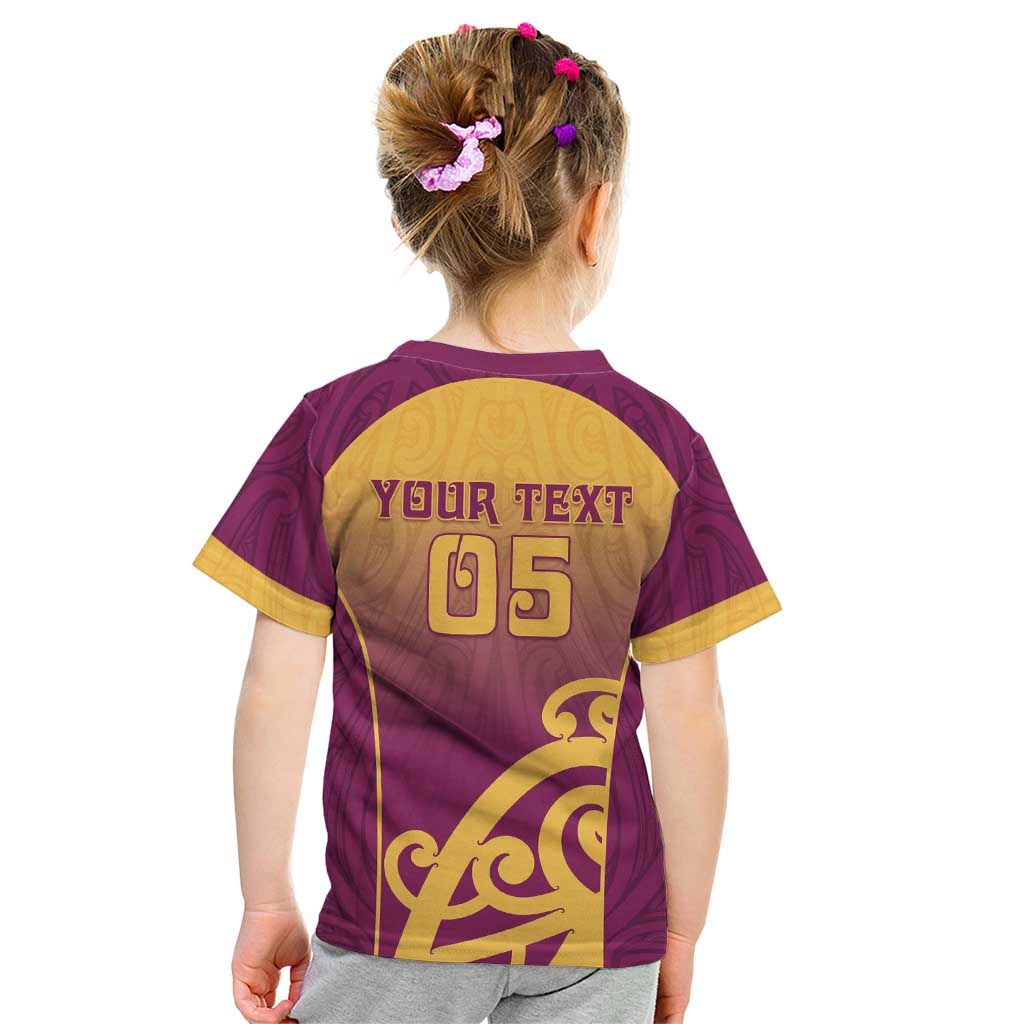 Custom Waiuku College Kid T Shirt Maori Koru Pattern LT05 - Polynesian Pride