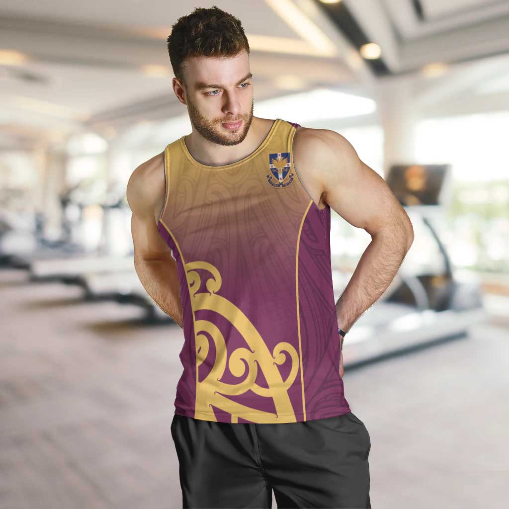 Custom Waiuku College Men Tank Top Maori Koru Pattern LT05 Maroon - Polynesian Pride