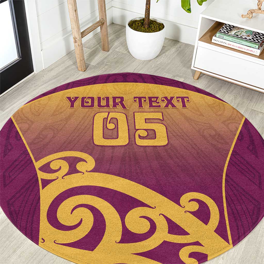 Custom Waiuku College Round Carpet Maori Koru Pattern LT05 Maroon - Polynesian Pride