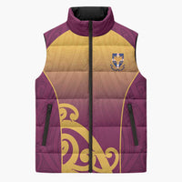 Custom Waiuku College Sleeveless Puffer Jacket Maori Koru Pattern LT05 Unisex Maroon - Polynesian Pride