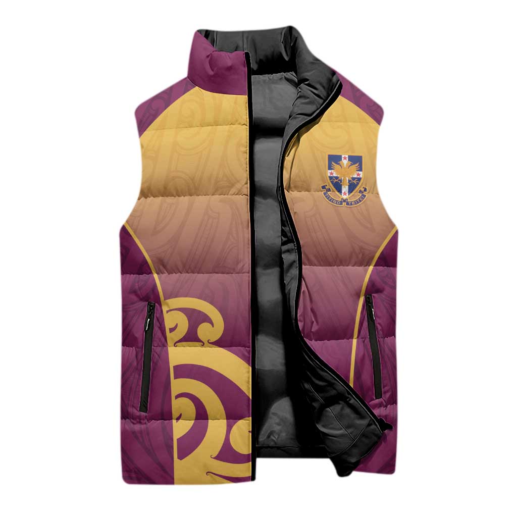 Custom Waiuku College Sleeveless Puffer Jacket Maori Koru Pattern LT05 - Polynesian Pride