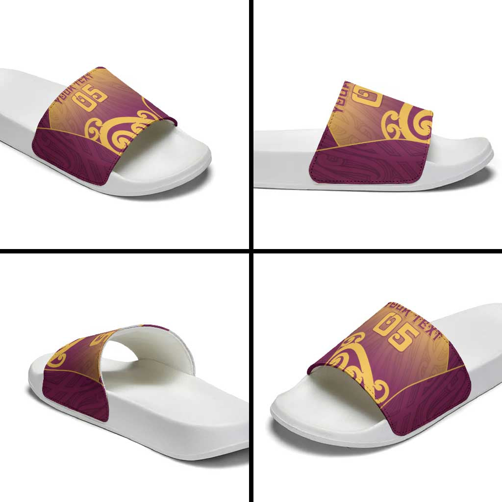 Custom Waiuku College Slide Sandals Maori Koru Pattern LT05 - Polynesian Pride