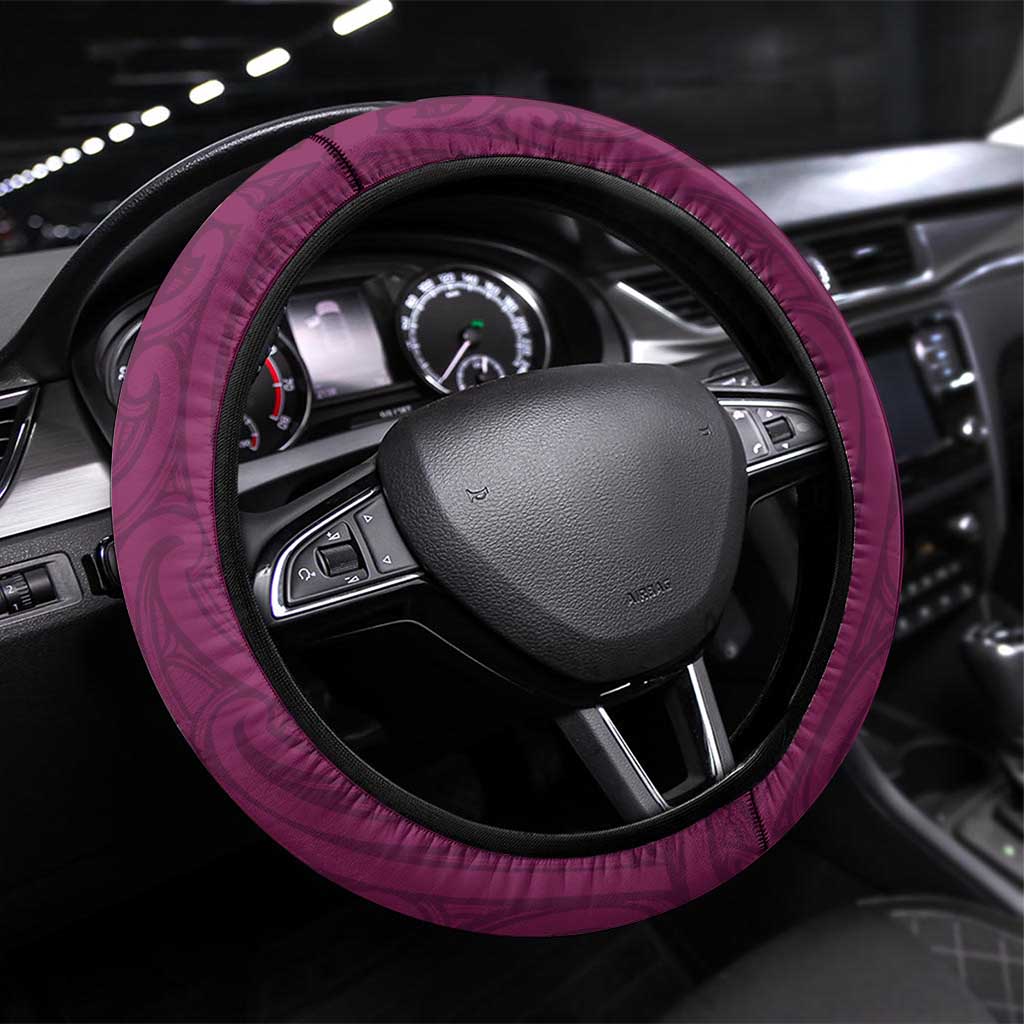 Waiuku College Steering Wheel Cover Maori Koru Pattern LT05 Universal Fit Maroon - Polynesian Pride