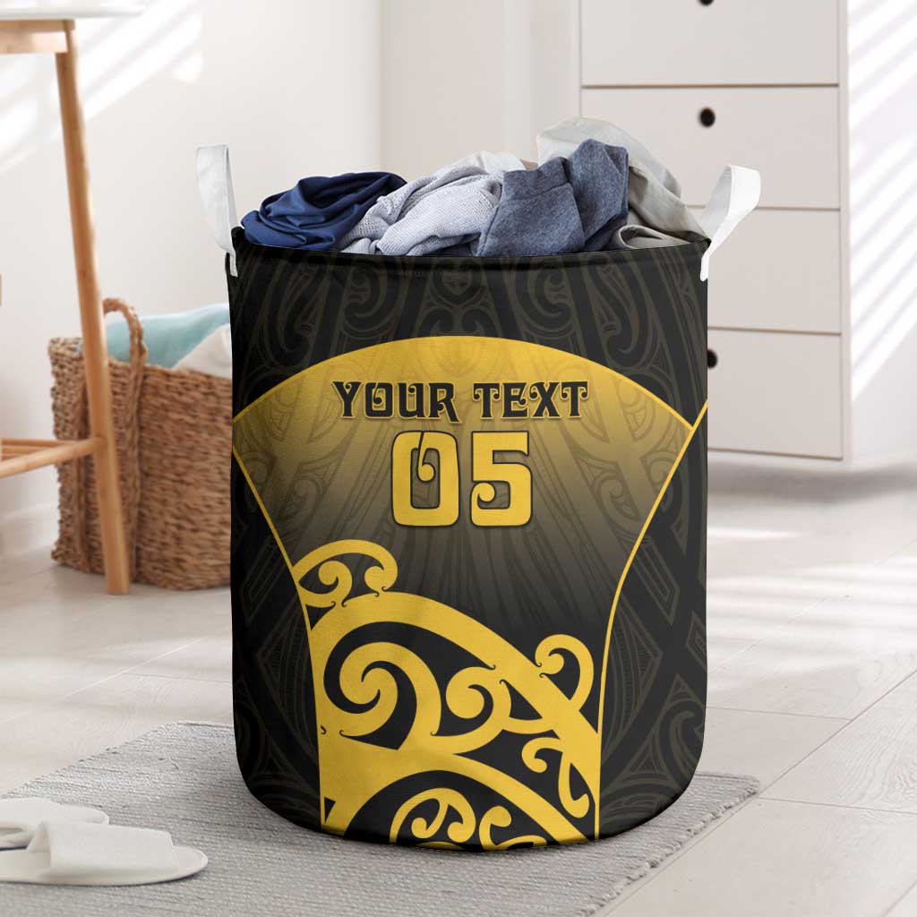 Custom Motueka High School Laundry Basket Maori Koru Pattern LT05 Black - Polynesian Pride