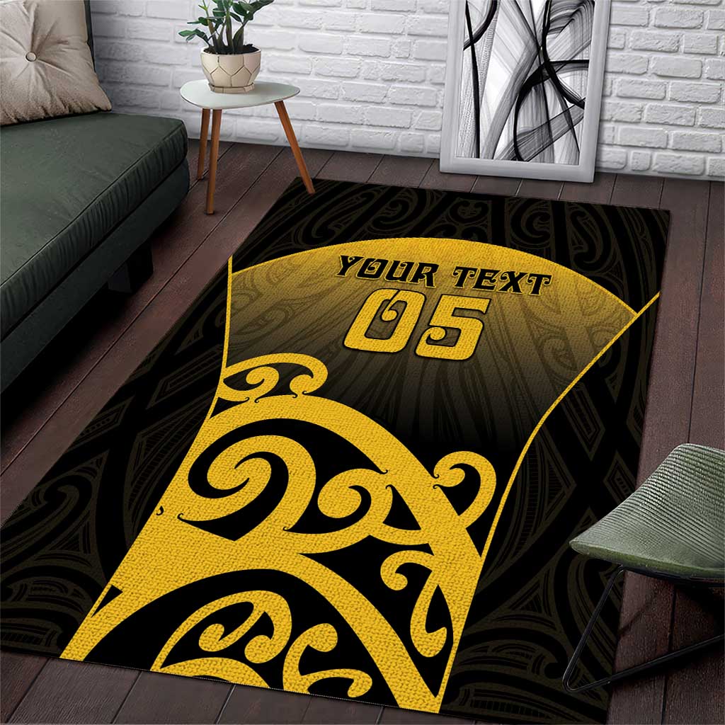 Custom Motueka High School Area Rug Maori Koru Pattern LT05 Black - Polynesian Pride