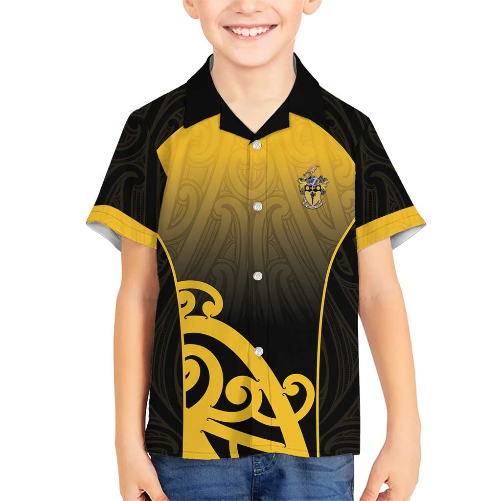 Custom Motueka High School Kid Hawaiian Shirt Maori Koru Pattern LT05 Kid Black - Polynesian Pride