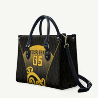 Custom Motueka High School Leather Bag Maori Koru Pattern LT05 Black - Polynesian Pride