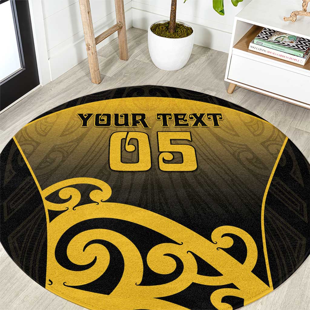 Custom Motueka High School Round Carpet Maori Koru Pattern LT05 Black - Polynesian Pride