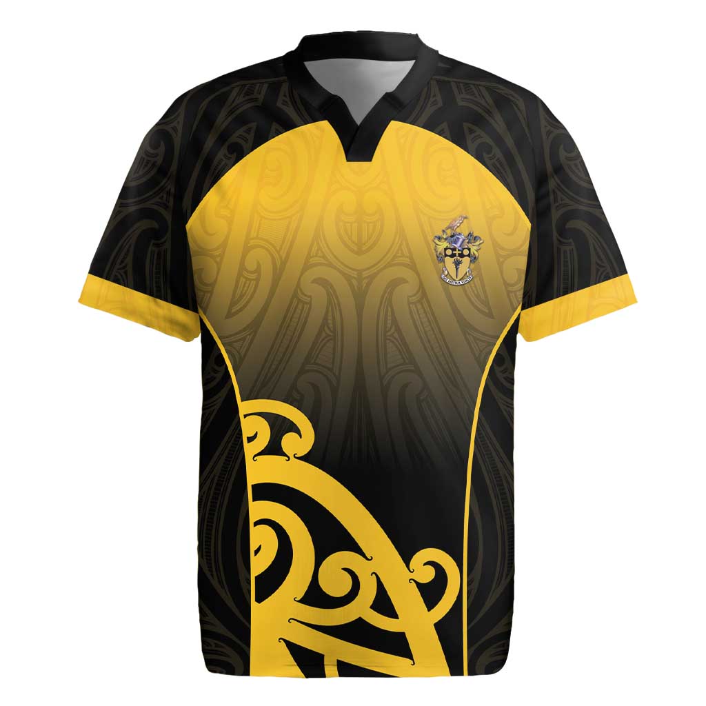 Custom Motueka High School Rugby Jersey Maori Koru Pattern LT05 Black - Polynesian Pride