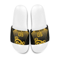 Custom Motueka High School Slide Sandals Maori Koru Pattern LT05 Black - Polynesian Pride