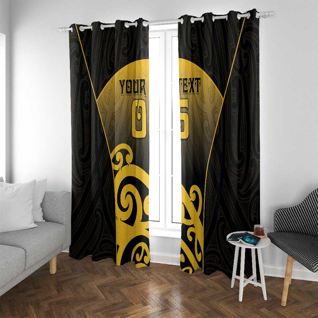 Custom Motueka High School Window Curtain Maori Koru Pattern LT05 With Grommets Black - Polynesian Pride