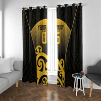Custom Motueka High School Window Curtain Maori Koru Pattern LT05 With Grommets Black - Polynesian Pride