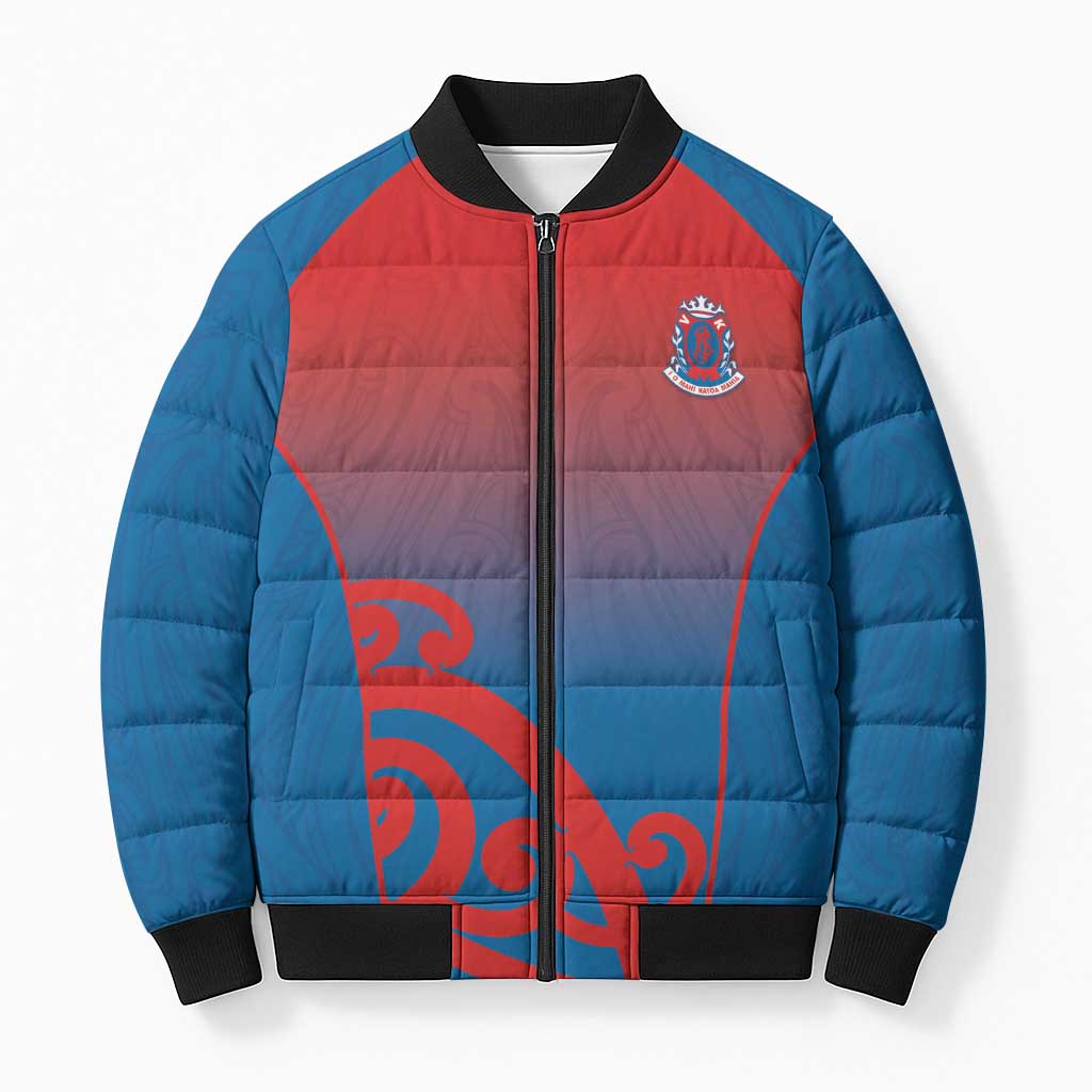 Custom St Joseph's Maori Girls' College Bomber Puffer Jacket Maori Koru Pattern LT05 Unisex Blue - Polynesian Pride