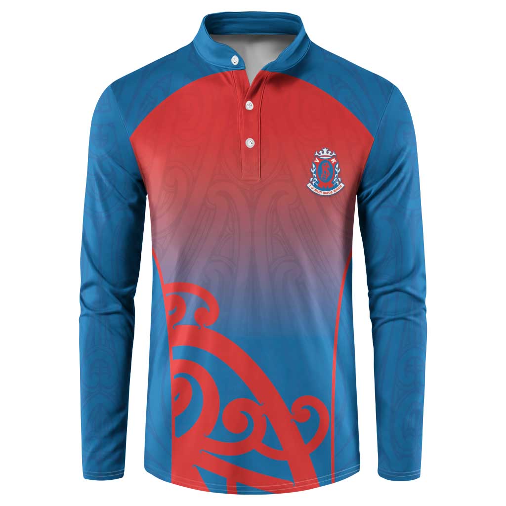 Custom St Joseph's Maori Girls' College Button Sweatshirt Maori Koru Pattern LT05 Blue - Polynesian Pride