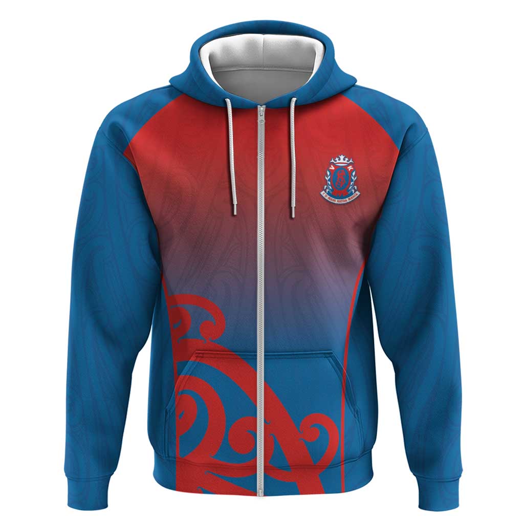 Custom St Joseph's Maori Girls' College Hoodie Maori Koru Pattern LT05 Zip Hoodie Blue - Polynesian Pride