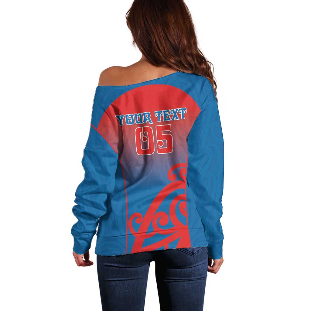 Custom St Joseph's Maori Girls' College Off Shoulder Sweater Maori Koru Pattern LT05 - Polynesian Pride