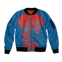 Custom St Joseph's Maori Girls' College Sleeve Zip Bomber Jacket Maori Koru Pattern LT05 Unisex Blue - Polynesian Pride