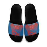Custom St Joseph's Maori Girls' College Slide Sandals Maori Koru Pattern LT05 Blue - Polynesian Pride